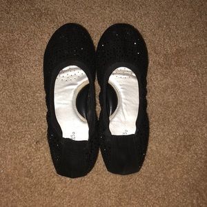 black glittery flats
